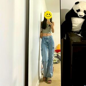 Zara TRF belted cargo jeans size 0